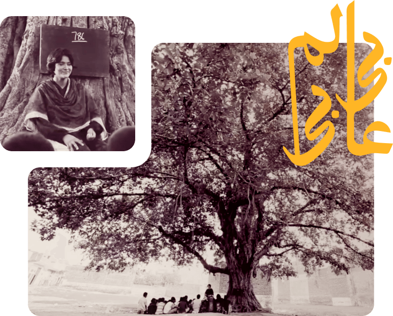 Children learning under a tree